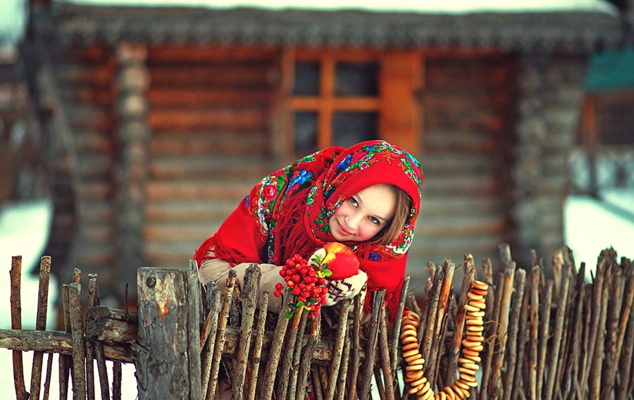 Sexy girl Women in Slavic costumes in Harbin